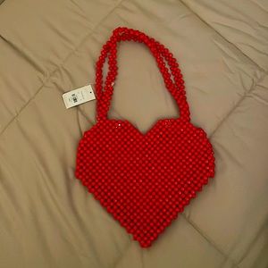 Red Beaded Heart Purse